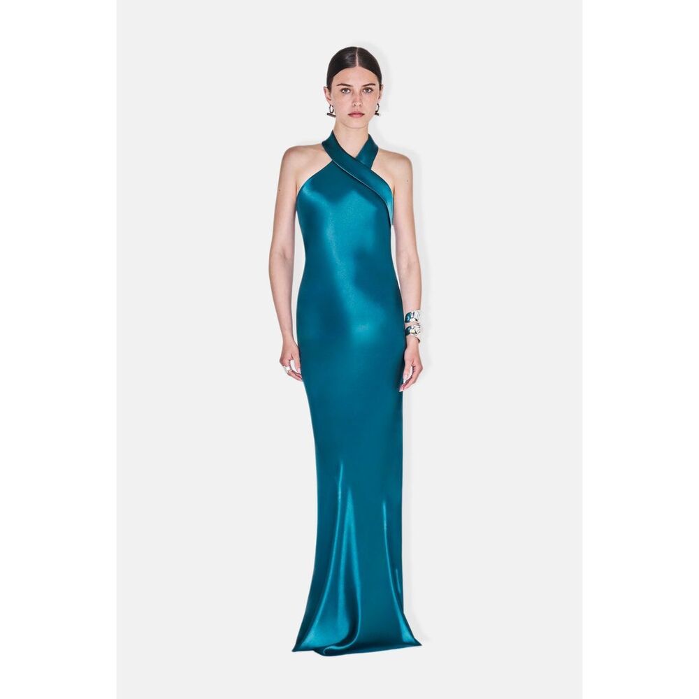 GALVAN LONDON SATIN PANDORA DRESS - PEACOCK FR 36 / US 4 $1795